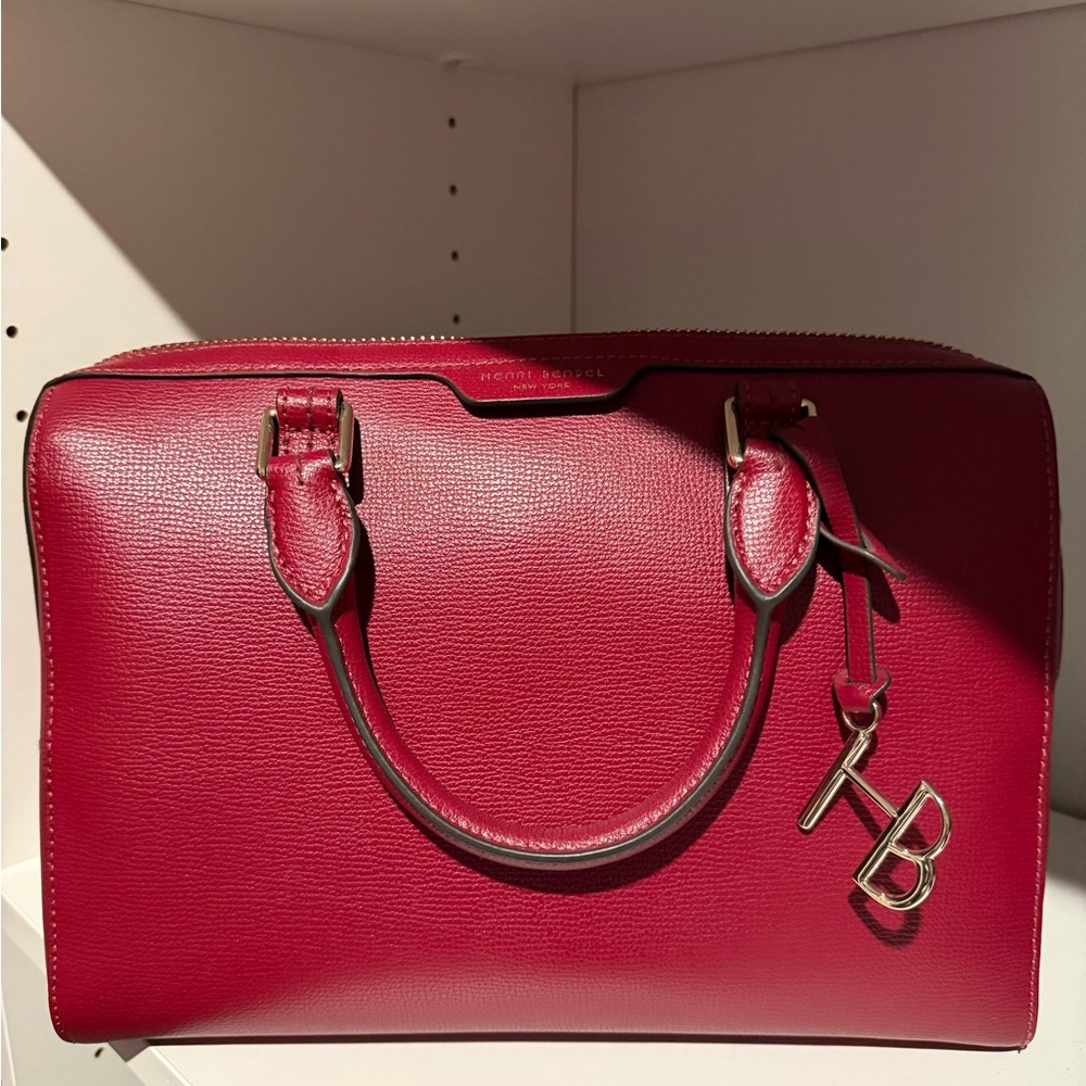 Henri Bendel Red Leather Satchel Bag